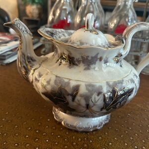 Elegant Gold and Gray Teapot